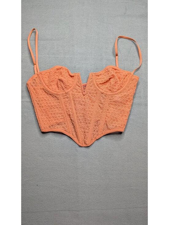 Other - Out From Under Corset Top Womens Small Orange Lace Up Bustier Lined
